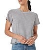 Splendid Louisa Knit Stripe Print Crew Neck Short Sleeve Shirt - Image 1