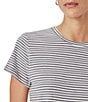 Splendid Louisa Knit Stripe Print Crew Neck Short Sleeve Shirt - Image 5