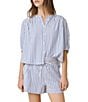 Splendid Madelyn Stripe Crew Neck Elbow Puff Sleeve Coordinating Blouse - Image 1