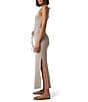 Splendid Micah Pointelle Knit Halter Neck Sleeveless Sheath Midi Dress, Color:Fawn - Image 3