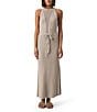 Splendid Micah Pointelle Knit Halter Neck Sleeveless Sheath Midi Dress, Color:Fawn - Image 4