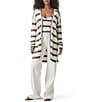Splendid Octavia Knit Stripe Print Shaw Collar Long Sleeve Cardigan, Color:Pine Bark Stripe - Image 4
