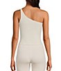 Color:Almond - Image 2 - One Shoulder Sleeveless Ribbed Knit Coordinating Tank