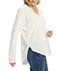 Splendid Paige Point Collar Button Front Long Sleeve Shirt, Color:White - Image 3