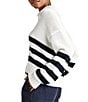 Color:Navy Stripe - Image 4 - Parker Polo Stripe Point Collared V-Neck Sweater
