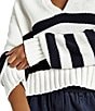Color:Navy Stripe - Image 5 - Parker Polo Stripe Point Collared V-Neck Sweater