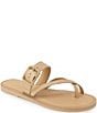 Color:Light Almond - Image 1 - Sutton Leather Buckle Thong Sandals