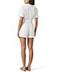 Splendid Taryn Knit Terry Collar Short Sleeve Button Front Romper, Color:White - Image 2