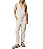 Splendid V-Neck Sleeveless Stretch Chambray Waffle Scuba Jumpsuit - Image 1
