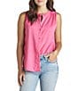 Color:Fiore - Image 1 - Warren Crew Neck Sleeveless Button Front Tank Top