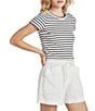Color:Navy/White - Image 4 - Whitney Striped Knit Tee