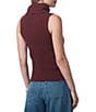 Splendid X Cella Jane Blog Boucle Knit Turtleneck Sleeveless Tank Top, Color:Rosewood - Image 3