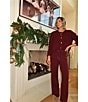 Splendid x Cella Jane Blog Boucle Mid Rise Lounge Full Length Pants, Color:Rosewood - Image 7