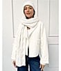 Splendid x Cella Jane Blog Boucle Wool Blend Cable Knit Scarf, Color:Snow - Image 9