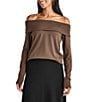 Color:Soft Chocolate - Image 1 - x Cella Jane Blog Off-the-Shoulder Long Sleeve Knit Top
