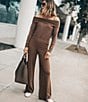 Color:Soft Chocolate - Image 6 - x Cella Jane Blog Off-the-Shoulder Long Sleeve Knit Top