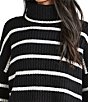 Color:Black/Snow - Image 5 - x Cella Jane Blog Oversized Striped Turtleneck Sweater