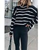 Color:Black/Snow - Image 6 - x Cella Jane Blog Oversized Striped Turtleneck Sweater