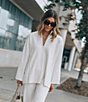 Color:Snow Heather - Image 1 - x Cella Jane Blog Quarter Zip Ribbed Knit Quarter Zip Mock Neck Sweater