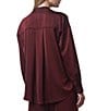 Splendid x Cella Jane Blog Satin Woven Collared Long Sleeve Button Down Shirt, Color:Rosewood - Image 3