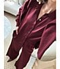 Splendid x Cella Jane Blog Satin Woven Collared Long Sleeve Button Down Shirt, Color:Rosewood - Image 6