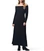 Splendid x Cella Jane Blog Sleek Off-The-Shoulder Long Sleeve A-Line Maxi Sweater Dress, Color:Black - Image 3