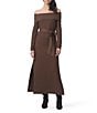 Splendid x Cella Jane Blog Sleek Off-The-Shoulder Long Sleeve A-Line Maxi Sweater Dress, Color:Truffle - Image 2