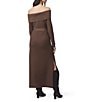 Splendid x Cella Jane Blog Sleek Off-The-Shoulder Long Sleeve A-Line Maxi Sweater Dress, Color:Truffle - Image 3