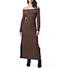 Splendid x Cella Jane Blog Sleek Off-The-Shoulder Long Sleeve A-Line Maxi Sweater Dress, Color:Truffle - Image 5