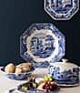 Color:blue - Image 2 - Porcelain Blue Italian Chinoiserie 2-Piece Serving Platter with Dome