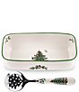 Spode Christmas Tree Collection Cranberry Dish & Slotted Spoon Set - Image 1