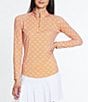 Color:Tangelo - Image 1 - Abstract Printed Quarter Zip Long Sleeve Top