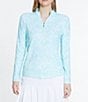 Color:Paisley Multi - Image 1 - Abstract Printed Quarter Zip Neckline Long Sleeve Top