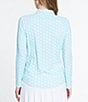 Color:Mist - Image 2 - Abstract Printed Quarter Zip Neckline Long Sleeve Top