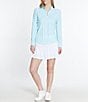 Color:Mist - Image 3 - Abstract Printed Quarter Zip Neckline Long Sleeve Top