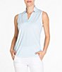 Color:Ice Blue - Image 1 - Aster Printed Sleeveless Mock V-Neck Top