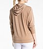 Color:Latte - Image 2 - Ballet Long Sleeve Melange Hooded Pullover