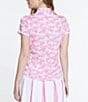 Color:Pink Sand - Image 2 - Cloud Camo Print Quarter Zip Neckline Short Sleeve Top