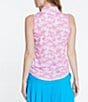 Color:Pink Sand - Image 2 - Cloud Camo Print Quarter Zip Neckline Sleeveless Top