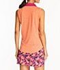 Color:Orange - Image 2 - Lorna Jacquard Print Sleeveless Polo Top