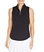 Sport Haley Mock Collar Quarter Zip Sleevesless Polo Shirt, Color:Black - Image 1