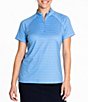 Color:Marina - Image 1 - Short Sleeve Moisture Wicking Striped Polo Collins Top