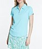 Color:Reef - Image 1 - Short Sleeve Quarter Zip Collared Polo