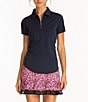 Color:Midnight - Image 1 - Short Sleeve Quarter Zip Collared Polo