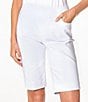 Color:White - Image 1 - Slimsation Pull-On Solid Pocketed Bermuda Shorts