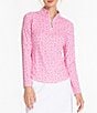 Color:Blush - Image 1 - Sport Haley Tempo Printed UPF Long Sleeve Quarter Zip Mock Neck Top