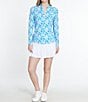Color:Tropical Multi - Image 3 - Tropical Floral Printed Quarter Zip Long Sleeve Top