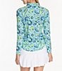 Color:Dusty Blue - Image 2 - Worth Paisley Printed Long Sleeve Coordinating Polo Top