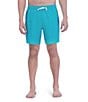 Color:Peacock - Image 1 - Brushed Print Color Blocked 7#double; Inseam Swim Trunks