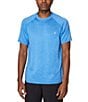 Color:Copen Blue - Image 1 - Standard Fit Short Sleeve Heathered Rashguard Shirt